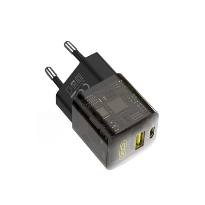 Cargador de Red XO Design CE05, 30W, 3A, 1 x USB-A - 1 x USB-C, Marrón