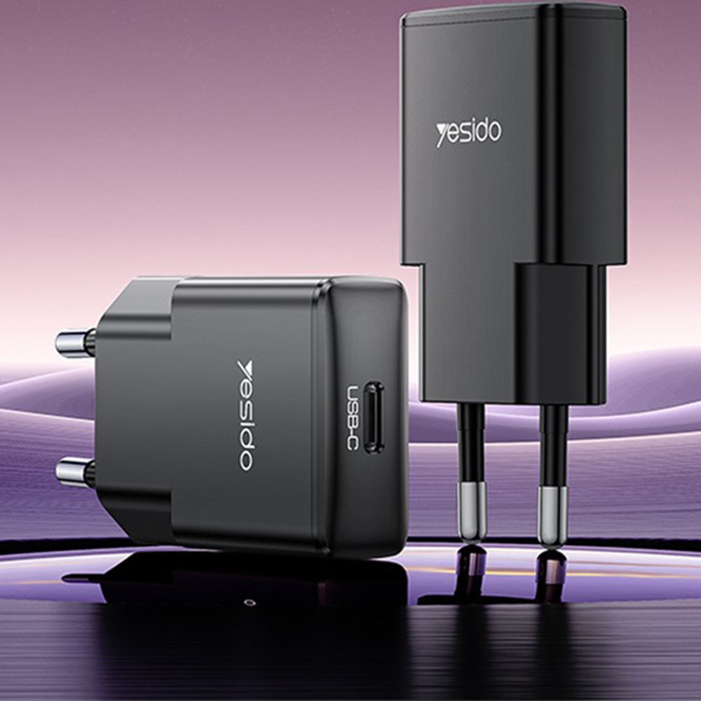 Cargador de Red Yesido YC74, 30W, 3A, 1 x USB-C, Negro