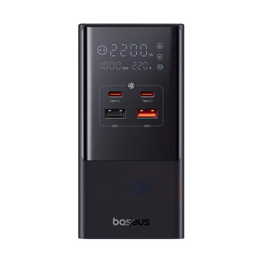 Cargador Estación Baseus PowerCombo Tower, 100W, 5A, 2 x Schuko - 2 x USB-A - 2 x USB-C, Negro E00023609113-00