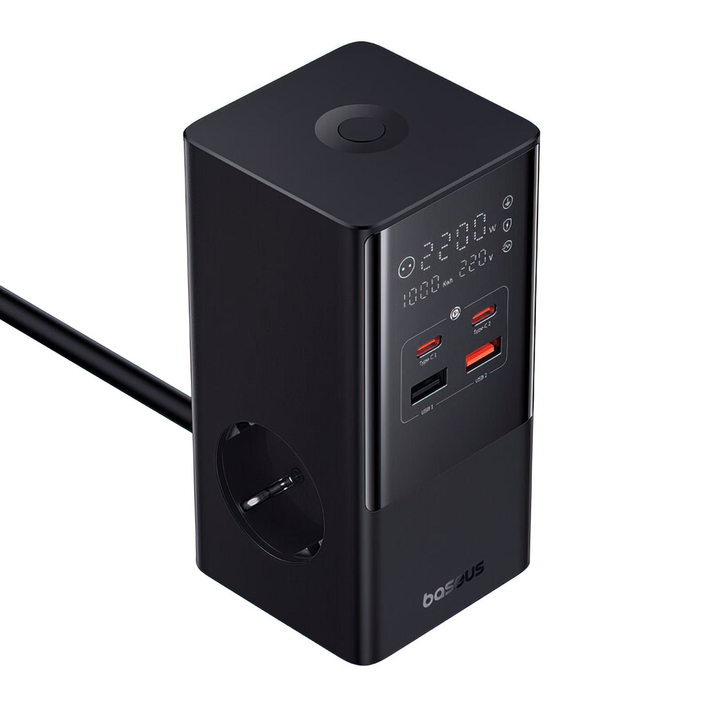 Baseus PowerCombo Tower Charging Station, 100W, 5A, 2 x Schuko - 2 x USB-A - 2 x USB-C, Black E00023609113-00