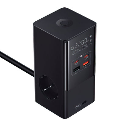 Baseus PowerCombo Tower Charging Station, 100W, 5A, 2 x Schuko - 2 x USB-A - 2 x USB-C, Black E00023609113-00