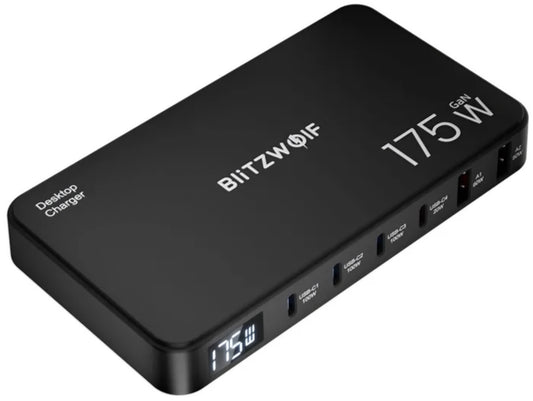 Cargador Estación BlitzWolf BW-S30, 175W, 5A, 2 x USB-A - 4 x USB-C, Negro