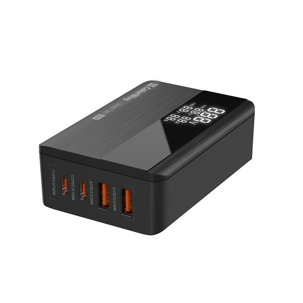 Cargador Estación ColorWay Display, 100W, 5A, 2 x USB-A - 2 x USB-C, Negro