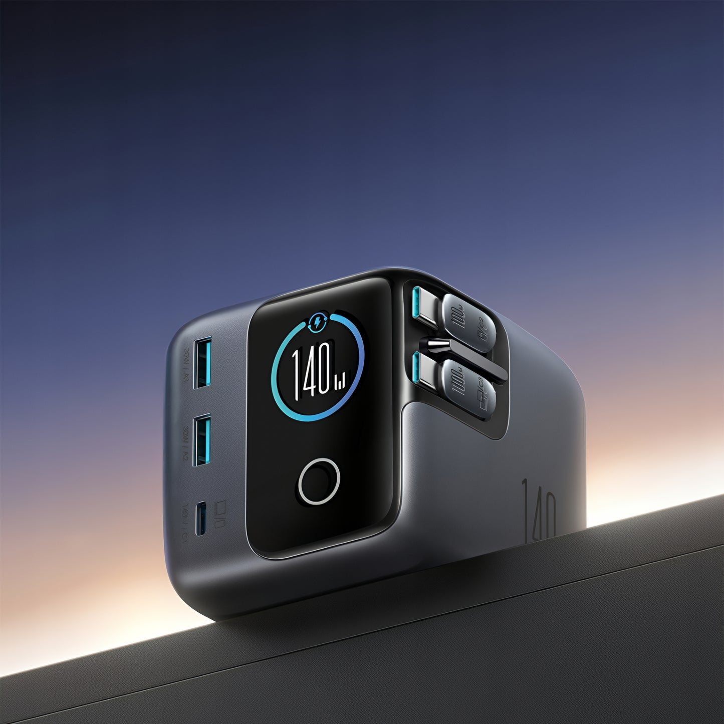 Cargador Estación con Cable USB-C Joyroom Podix JR-TRD01, 140W, 1 x USB-C - 2 x USB-A, Gris