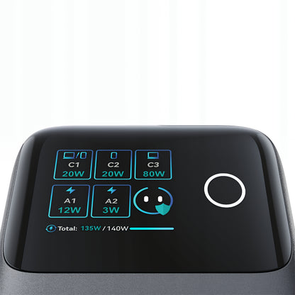 Cargador Estación con Cable USB-C Joyroom Podix JR-TRD01, 140W, 1 x USB-C - 2 x USB-A, Gris