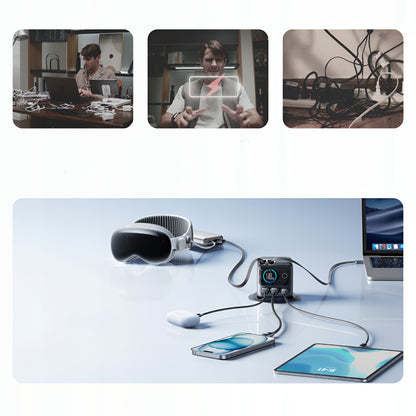 Cargador Estación con Cable USB-C Joyroom Podix JR-TRD01, 140W, 1 x USB-C - 2 x USB-A, Gris