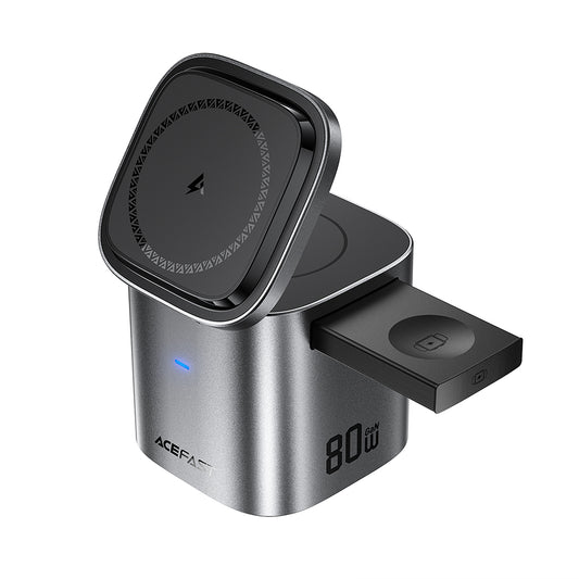 Cargador Estación Con Cable USB-C Acefast Z9 QI 6in1, 80W, 1 x USB-C - 1 x USB-A, Negro
