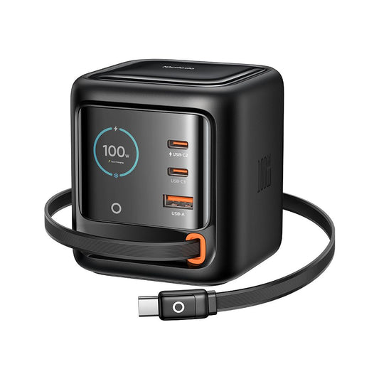 Cargador Estación Con Cable USB-C Mcdodo FreeGo CH-1391 Display, 100W, 5A, 1 x USB-A - 2 x USB-C, Negro