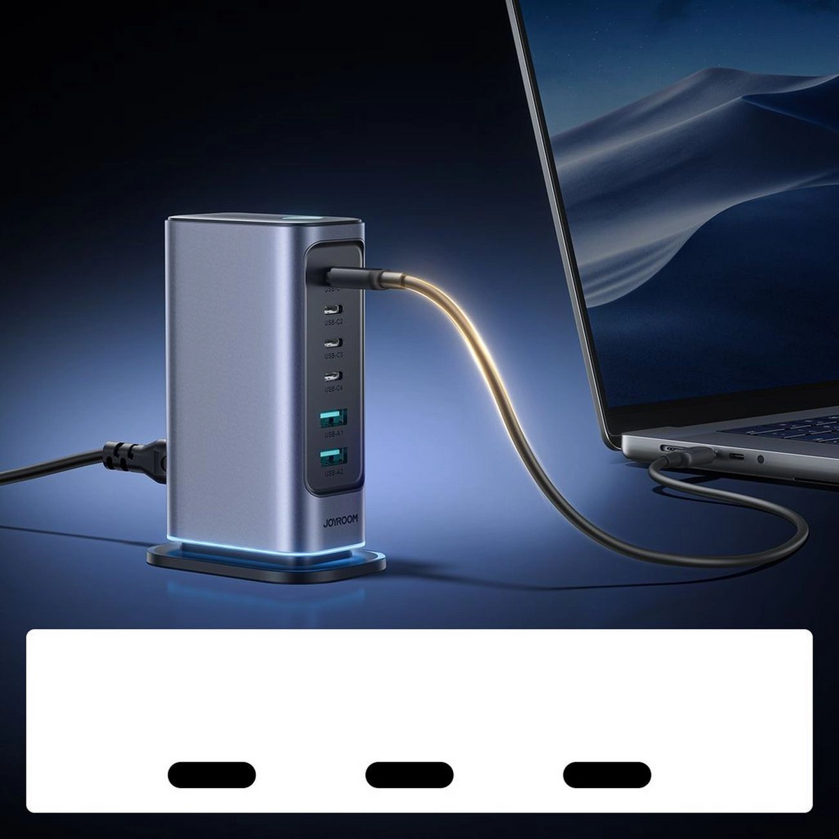Cargador Estación Joyroom JR-TCM02 UK, 65W, 3.25A, 2 x USB-A - 4 x USB-C, Gris