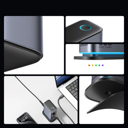 Cargador Estación Joyroom JR-TCM02 UK, 65W, 3.25A, 2 x USB-A - 4 x USB-C, Gris