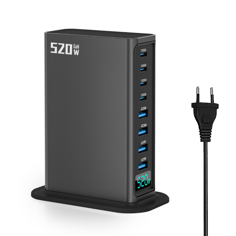 Cargador Estación OEM, 520W, 5A, 4 x USB-A - 4 x USB-C, Gris