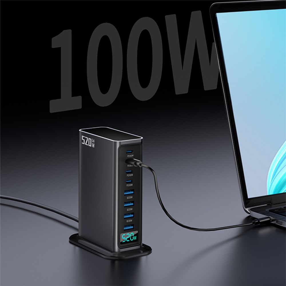 Cargador Estación OEM, 520W, 5A, 4 x USB-A - 4 x USB-C, Gris