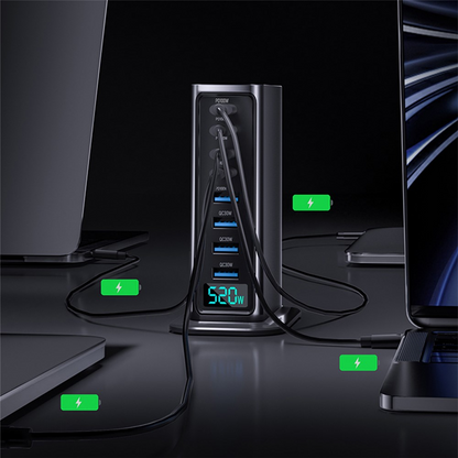 Cargador Estación OEM, 520W, 5A, 4 x USB-A - 4 x USB-C, Gris