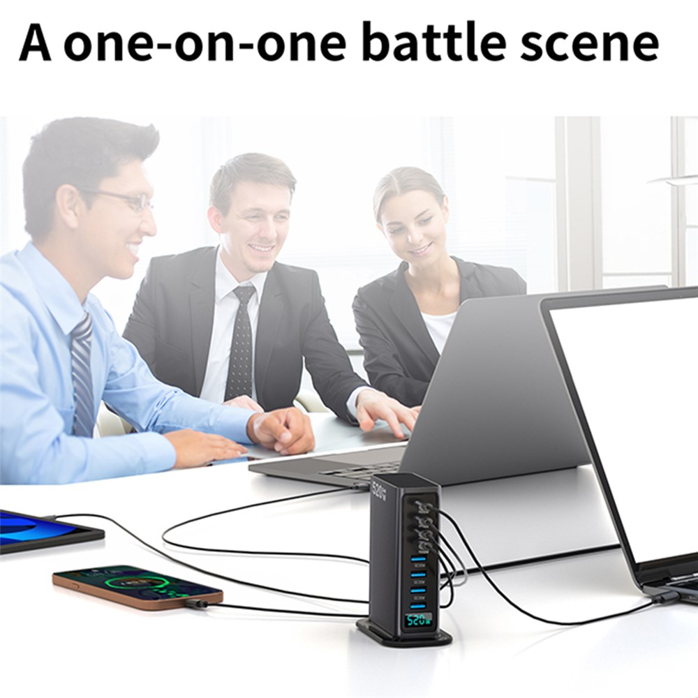 Cargador Estación OEM, 520W, 5A, 4 x USB-A - 4 x USB-C, Gris