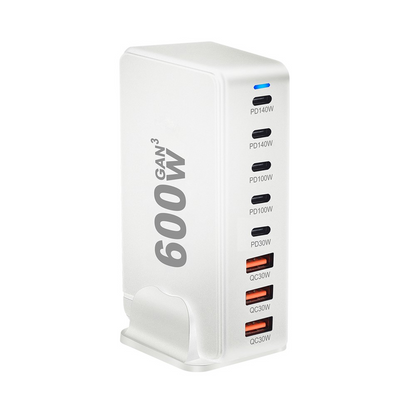 Cargador Estación OEM, 600W, 4 x USB-A - 4 x USB-C, Blanco