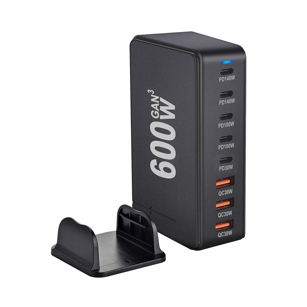 Cargador Estación OEM, 600W, 4 x USB-A - 4 x USB-C, Negro