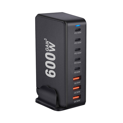 Cargador Estación OEM, 600W, 4 x USB-A - 4 x USB-C, Negro