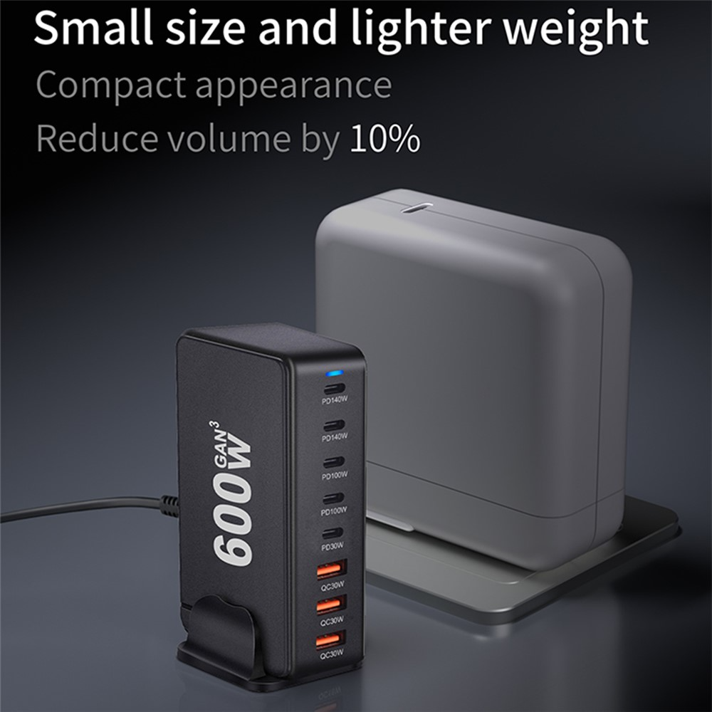 Cargador Estación OEM, 600W, 4 x USB-A - 4 x USB-C, Negro
