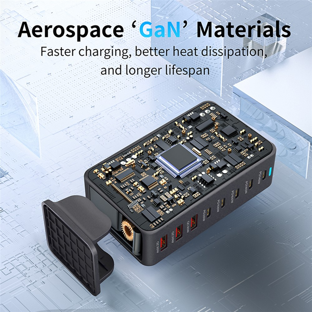 Cargador Estación OEM, 600W, 4 x USB-A - 4 x USB-C, Negro