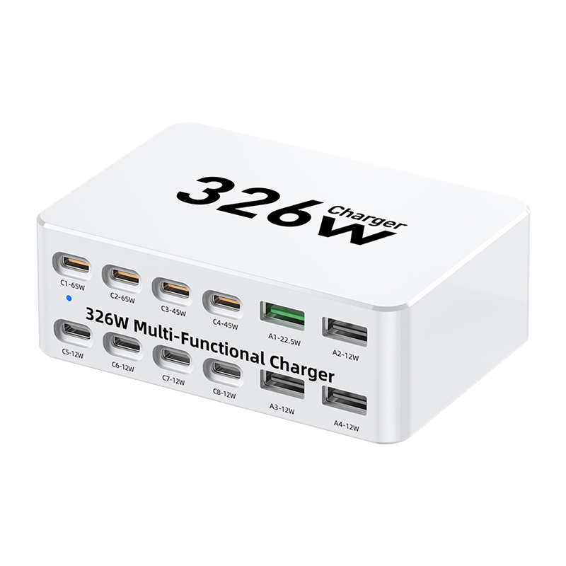 Cargador Estación OEM WLX-818E, 326W, 3.25A, 4 x USB-A - 8 x USB-C, Blanco