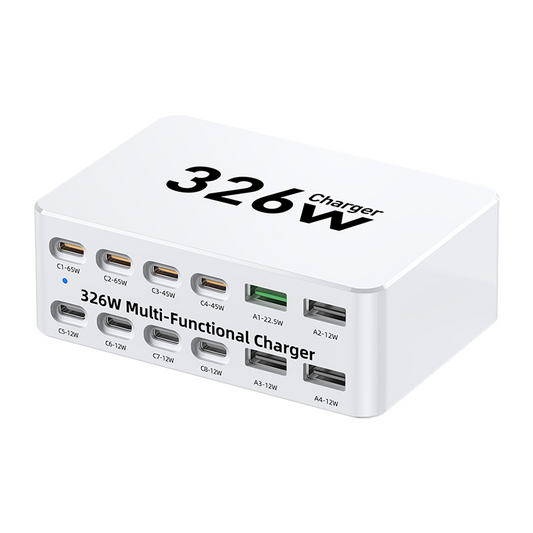 Cargador Estación OEM WLX-818E, 326W, 3.25A, 4 x USB-A - 8 x USB-C, Blanco