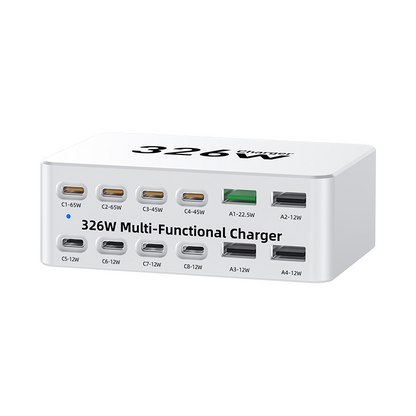 Cargador Estación OEM WLX-818E, 326W, 3.25A, 4 x USB-A - 8 x USB-C, Blanco