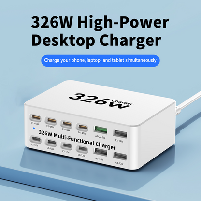 Cargador Estación OEM WLX-818E, 326W, 3.25A, 4 x USB-A - 8 x USB-C, Blanco