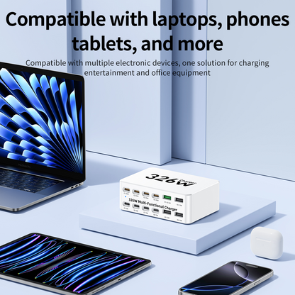 Cargador Estación OEM WLX-818E, 326W, 3.25A, 4 x USB-A - 8 x USB-C, Blanco