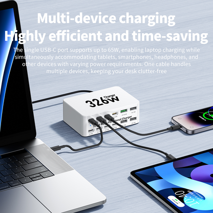 Cargador Estación OEM WLX-818E, 326W, 3.25A, 4 x USB-A - 8 x USB-C, Blanco