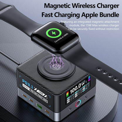 Cargador Estación OEM WLX-R8A QI, 140W, 5A, 2 x USB-A - 6 x USB-C, Gris