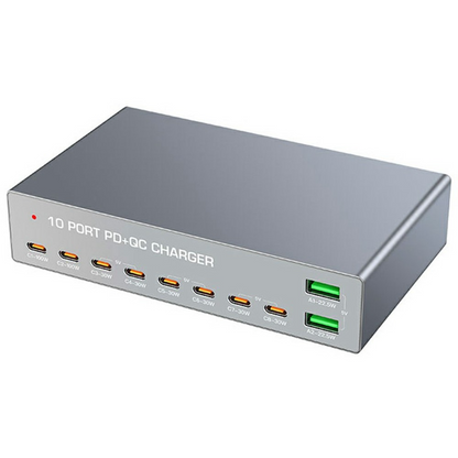 Cargador Estación OEM WLX-X6Y, 140W, 5A, 2 x USB-A - 8 x USB-C, Plateado