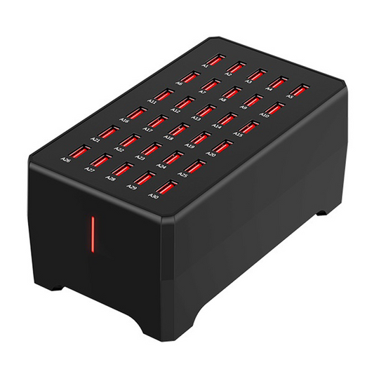 Cargador Estación OEM WT-268, 150W, 2.4A, 30 x USB-A, Negro