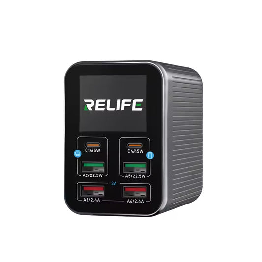 Cargador Estación Relife Q4, 72W, 5A, 2 x USB-C - 4 x USB-A, Gris