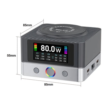 Cargador Estación Relife Q7 QI, 80W, 3.25A, 2 x USB-A - 4 x USB-C, Gris