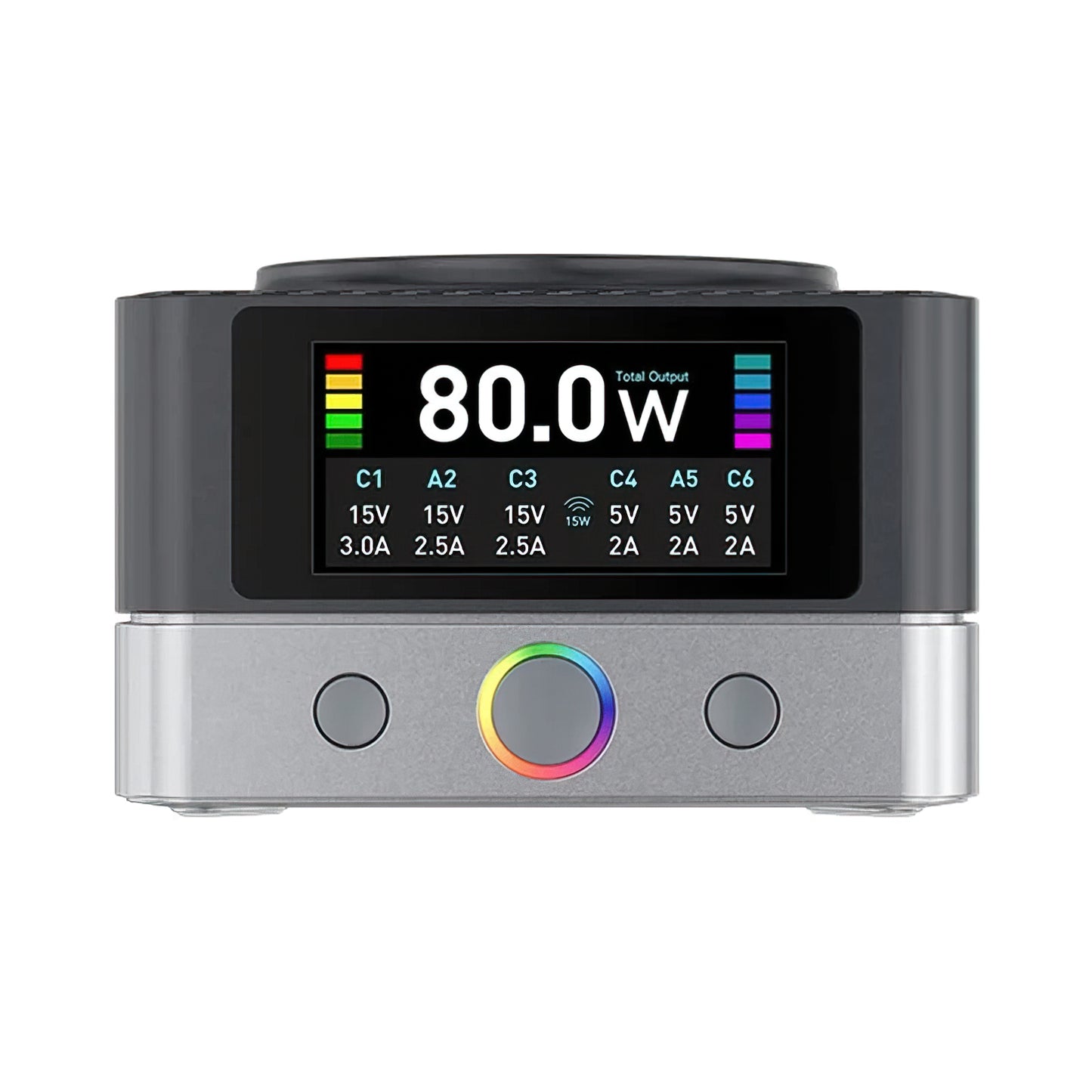 Cargador Estación Relife Q7 QI, 80W, 3.25A, 2 x USB-A - 4 x USB-C, Gris