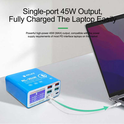Cargador Estación Relife RL-304N, 87W, 3A, 2 x USB-C - 4 x USB-A, Azul