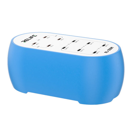 Cargador Estación Relife RL-309M, 72W, 10 x USB-C, Azul