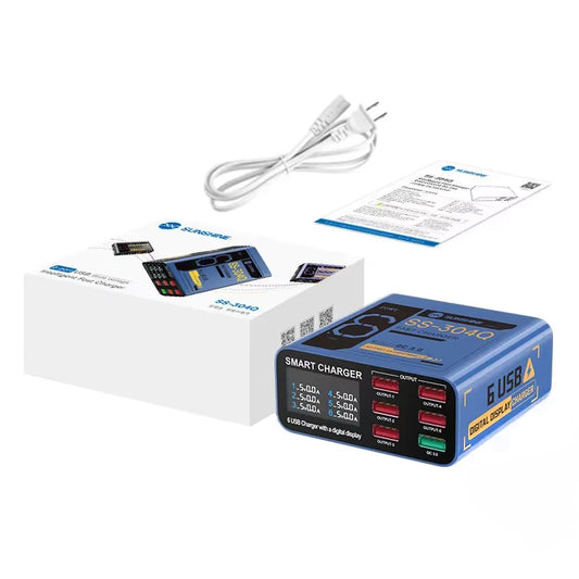 Cargador Estación Sunshine SS-304Q, 30W, 3.5A, 6 x USB-A, Azul