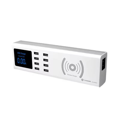 Cargador Estación Sunshine SS-309WD QI, 40W, 2.4A, 8 x USB-A, Blanco