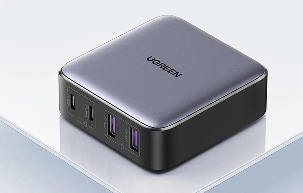 Cargador Estación UGREEN CD327 Nexode, 65W, 3.25A, 2 x USB-A - 2 x USB-C, Negro