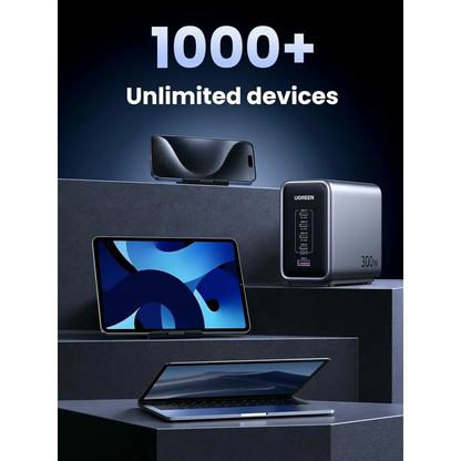 Cargador Estación UGREEN CD333 Nexode, 300W, 5A, 1 x USB-A - 4 x USB-C, Gris, Reacondicionado