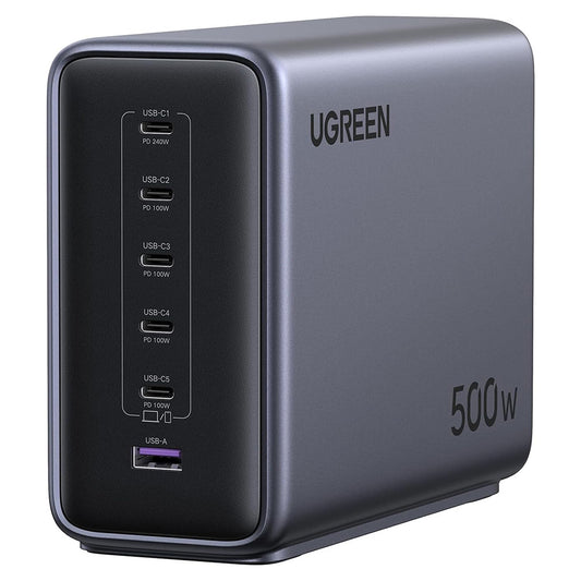 Cargador Estación UGREEN Nexode X759 (55550B), 500W, 5A, 1 x USB-A - 5 x USB-C, Gris