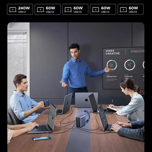 Cargador Estación UGREEN Nexode X759 (55550B), 500W, 5A, 1 x USB-A - 5 x USB-C, Gris