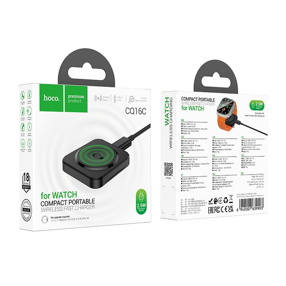 Cargador Inalámbrico HOCO CQ16C para Apple Watch Series