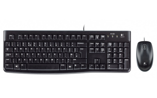 Kit Teclado Ratón Cableado USB Logitech MK120, Negro