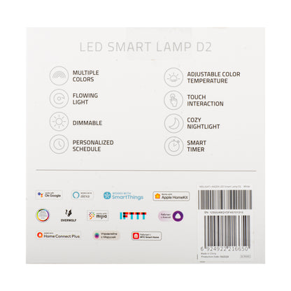 Yeelight D2 Bedside LED Lamp by Razer, Wi-Fi, 5W, 1700K - 6500K, 240lm, RGB, White, Resealed YLCT01YL