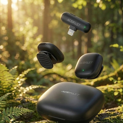 Lavalier Acefast R1, Lightning, Set 2 piezas, Negro