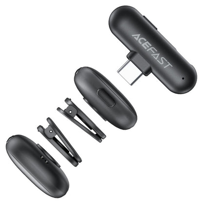 Lavalier Acefast R1, USB-C, Set 2 piezas, Negro