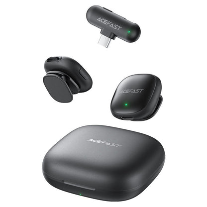 Lavalier Acefast R1, USB-C, Set 2 piezas, Negro