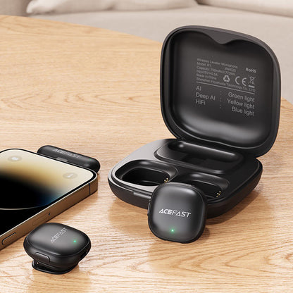 Lavalier Acefast R1, USB-C, Set 2 piezas, Negro